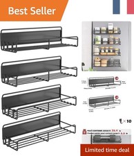 Étagère Magnétique Noire COVAODQ – 4 Pièces pour Épices et Rangement de Cuisine