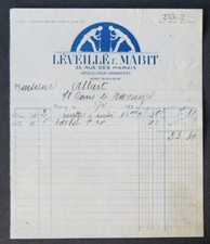 Billhead Invoice 1939 PARIS Glass Blower LEVEILLE MABIT Lemonade Bowl 117