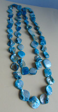 Collier coquillage nacre  bleu