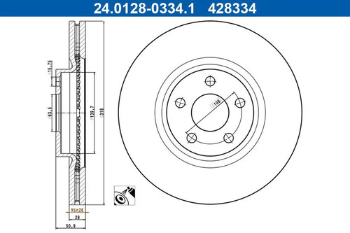 Disque frein ventilé - de,