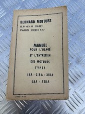 Manuel utilisation et entretien moteur Bernard  types 18 - 28 - 218 - 318 - 328