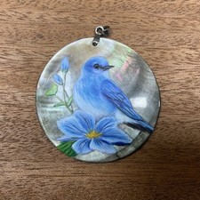 Magnifique Pendentif Avec Peinture Sur Nacre
