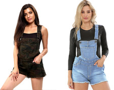 Femmes Été Salopette Jeans Short Jeans Combinaison Taille 8 À 22