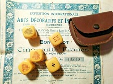ANTIQUE POKER DICE SET / BAR/COUNTERTOP RARE with bag material n obl?..