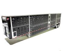 DCP / FIRST GEAR 1/64 SCALE WILSON LIVESTOCK TRAILER TANDEM AXLE BLACK & SILVER