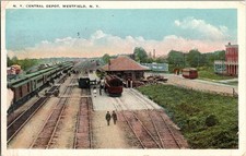 Westfield New York Central Depot Birdseye View Antique Postcard KL14