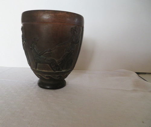 Vase pate verre signé - -vase,