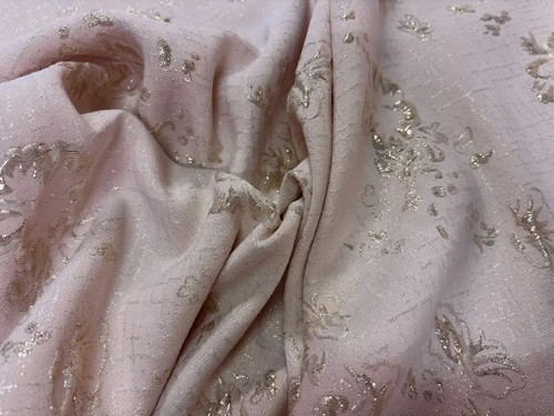 Tissu brocart rose poudré - tissu,