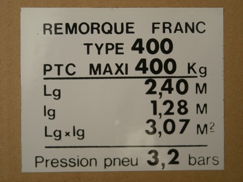 Plaque tare pour remorque - plaque,