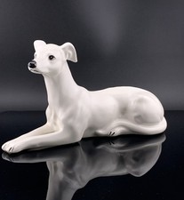 Tilso Japan Vintage Porcelain Whippet Figurine Sculpture Hand Painted Lying Dog