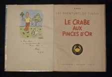 Tintin le crabe aux pince d'or 1944 (dédicacé Hergé + dessin rarissime)