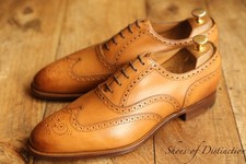 Edward Green Tan Leather Oxford Brogue Shoes Mens UK 9.5 US 10 E EU 43.5 New