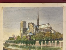 aquarelle ancienne Notre Dame