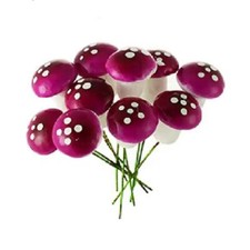 MINIATURE FOAM: set of 6 mushrooms white/purple Ø 1.6cm
