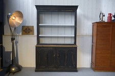 1950's Black Patina Interior White / Grey Two Body Sideboard