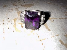 Amethyst And Marcassite Sterling Ring Size 6-1/2