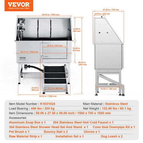 Vevor baignoire toilettage - baignoire,