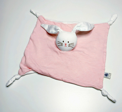 Doudou plat carré lapin - plat, blanc