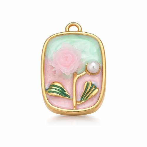 Pendentif fleur émaillée - fleur,