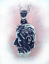 Lady Body Man Face Silver Pendant