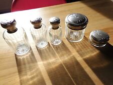 antique toilet set, 3 bottles and 2 boxes