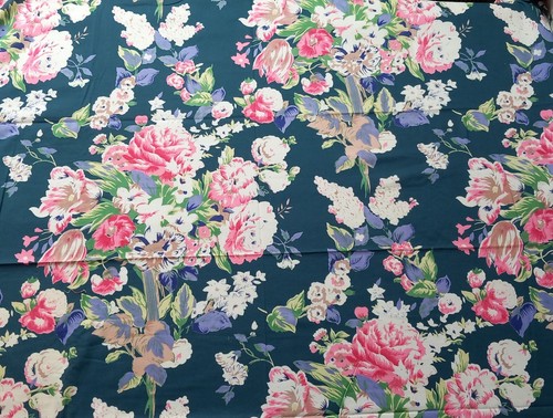 Ancien tissu coupon fleuri - tissu,