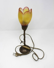 Lampe pied bronze verre tulipe