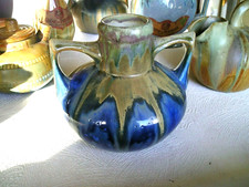 VASE à ANSES dans le gout de DENBAC - POTERIE ORIGINALE - GRES FLAMME BLEU