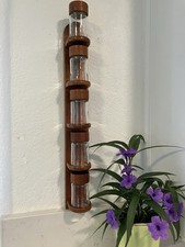 Digsmed Danish MCM Teak Vertical Stacking Spice Rack 5 Jar w wood tops 1960s VTG