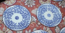 8 Antique MINTONS Blue & White Plates SEAWEED LOT AP