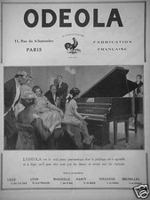 PUBLICITÉ 1922 ODEOLA PIANO PNEUMATIQUE FABBRICATION FRANÇAISE - ADVERTISING