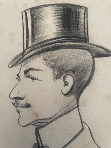 Dessin fusain belle époque - belle,