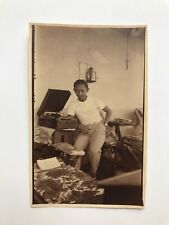 Vintage Original Photo Snapshot Young Man Turning Music Record - SB613