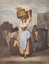 Estampe XIXe "Scarlet strawberrys" for Cries of London by Wheatley & Vendramini