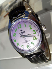 ANCIENNE Mtr SUISSE MECANIQUE CAMY DAME,MAUVE METAL,17 Rbs,1970 ,TB FONCTIONS