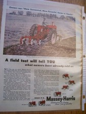 VINTAGE MASSEY HARRIS ADVERTISING  -MH  44 SPECIAL  TRACTOR / 3 BTM PLOW