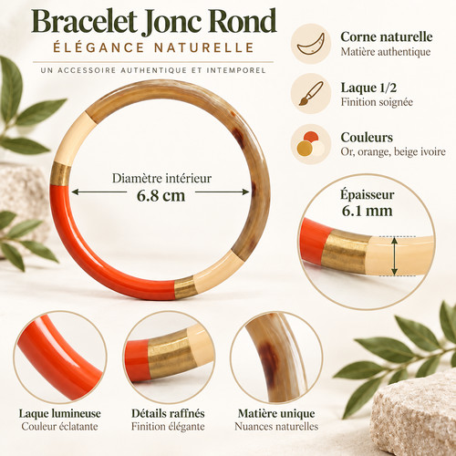 Bracelet jonc rond corne - rond,