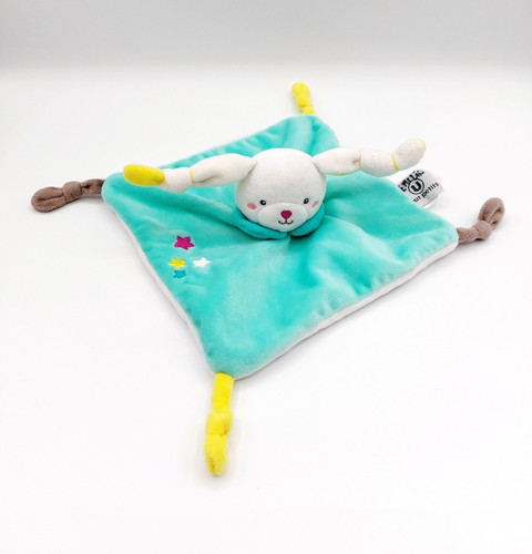 Doudou plat lapin - vert, envers