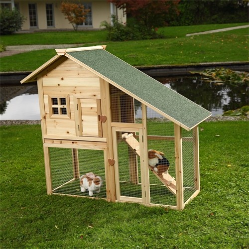 Clapier lapins bois cage - en,