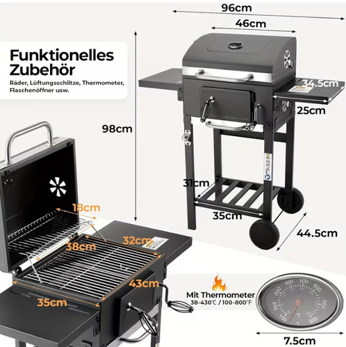Barbecue charbon bois - de,