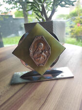 Metal and Green Marble Religious Plaque with Saint Teresa of Lisieux