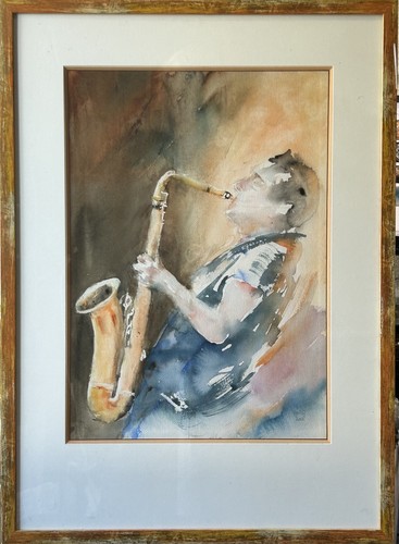 Grande aquarelle signée - grande, aniq