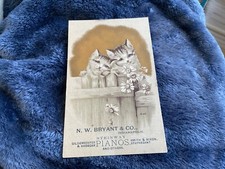 Kittens on the Fence Advertising  Trade Card-1880’s?-STEINWAY PIANOS