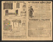 PARIS (VII°) DEPARTMENT STORE / FURNITURE LINGERIE ""AU PELERIN SAINT-JEAN"" Tract 1890