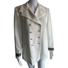 Vertigo Paris White Double Breasted Nautical Blazer w/ Anchor Buttons Large
