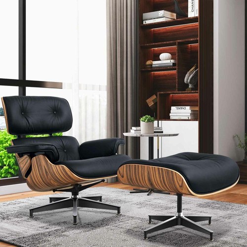 Black eams style lounge chair - black,