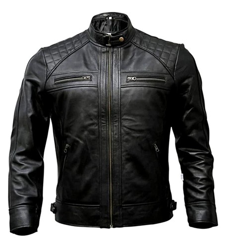 Veste cuir pour homme café - cuir,