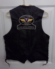 Victory Motorcycle Polaris Black Barneys Leather Vest Mens Sz 40 W/ Sturgis Pins