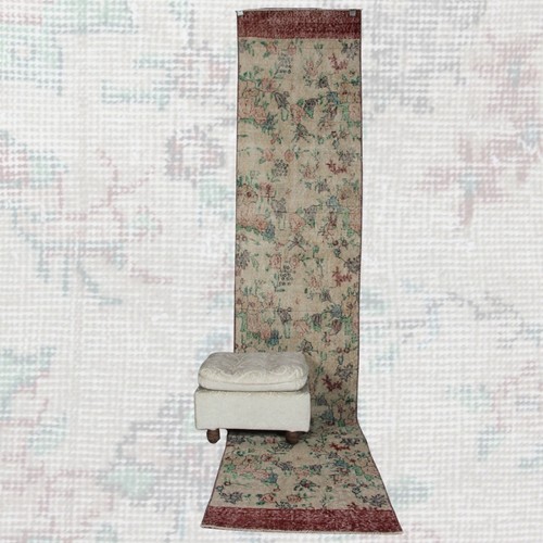 Tapis fleurs beige vintage - à,