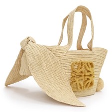 LOEWE Bunny basket cage Handbag Raffia & Calfskin, Natural & Yellow A223S17X01